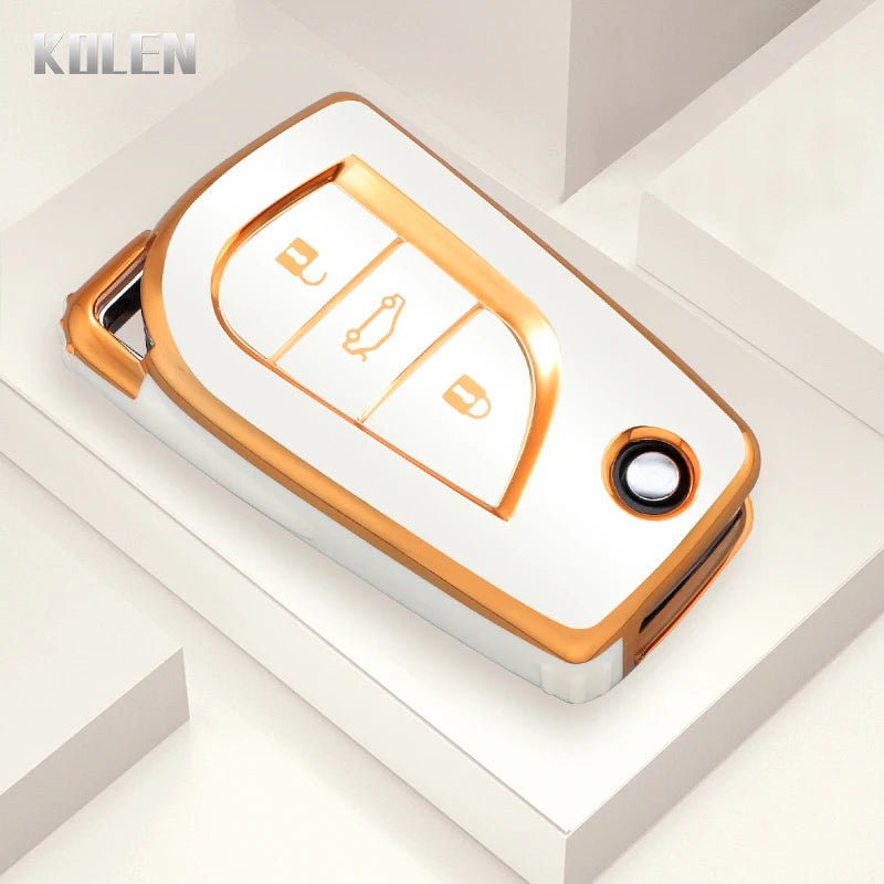 TPU Car Flip Key Case Cover Shell Fob For Toyota Camry Rav4 Auris Corolla Verso Yaris C- detail view