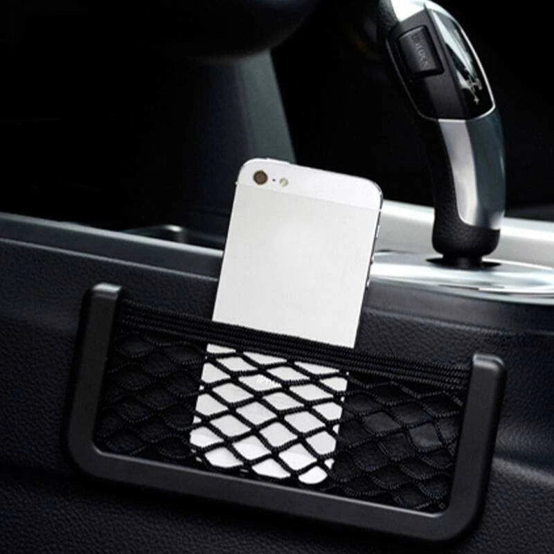 Car Organizer Storage Bag Auto Paste Net Pocket Phone Holder Car Accessories Interior lifestyle view