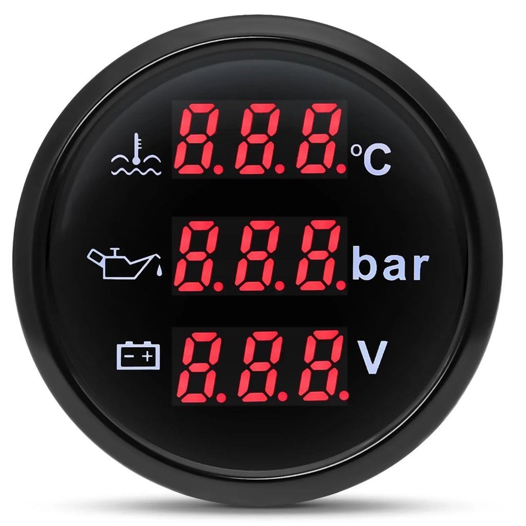 3 In 1 Digital Gauge Water Temperature Bar Oil Pressure Gauge With Alarm Voltmeter | alternate view