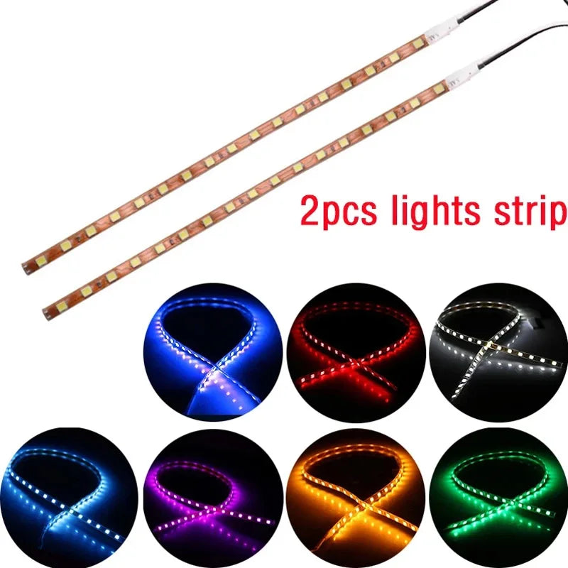 2 Pcs LED Strip Lights 45cm Waterproof Car Atmosphere Lights