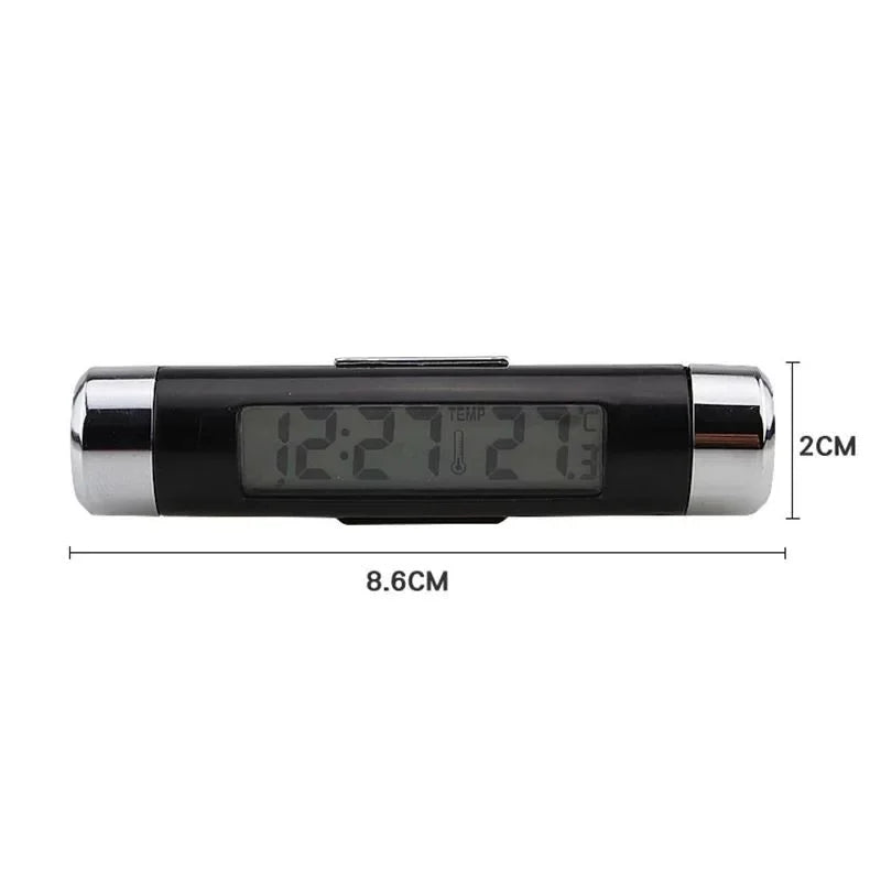 2 in 1 Car Digital LCD Temperature Thermometer Clock Calendar Automotive Blue Backl additional angle