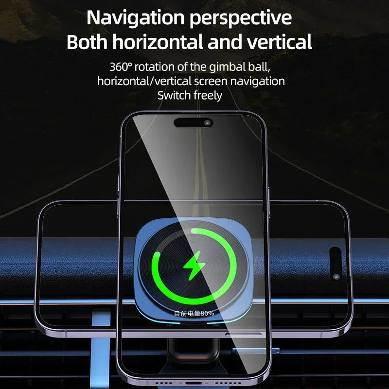 RGB LED Magnetic Wireless Charger Car Phone Holder | Fast Charging Mount for iPhone 1 lifestyle view