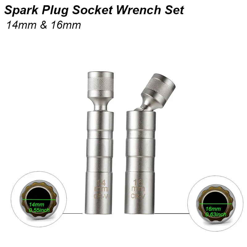 Spark Plug Socket Wrench Adapter 14mm 16mm Install Replace Repair Kit Swivel Torque M alternate view