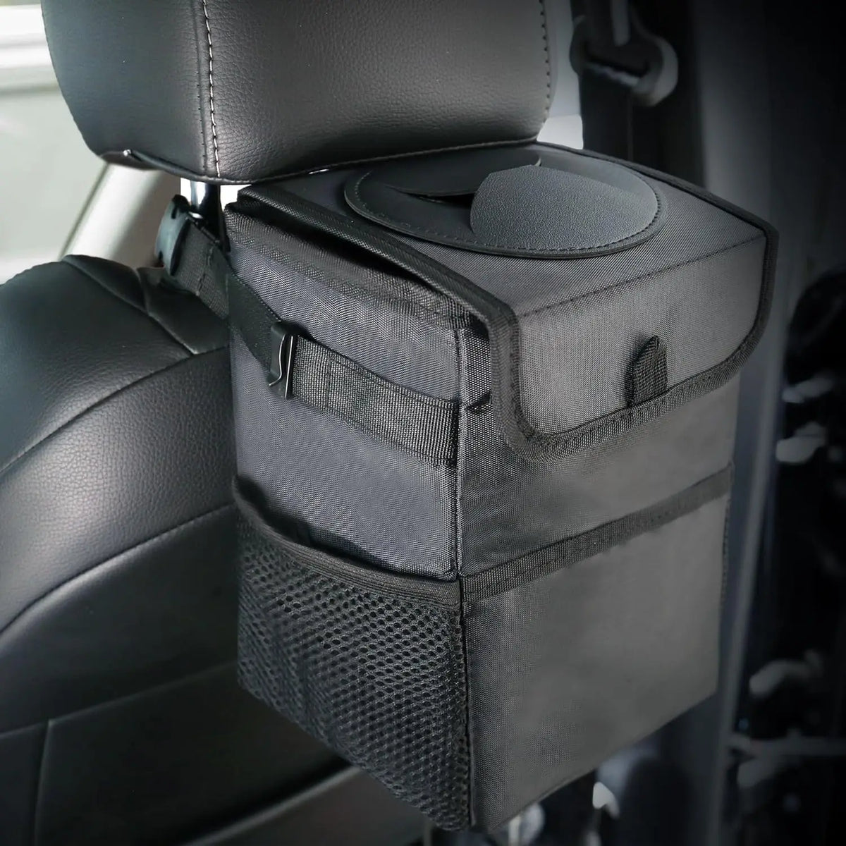 3-in-1 Car Trash Can with Lid & Waterproof Storage Bag