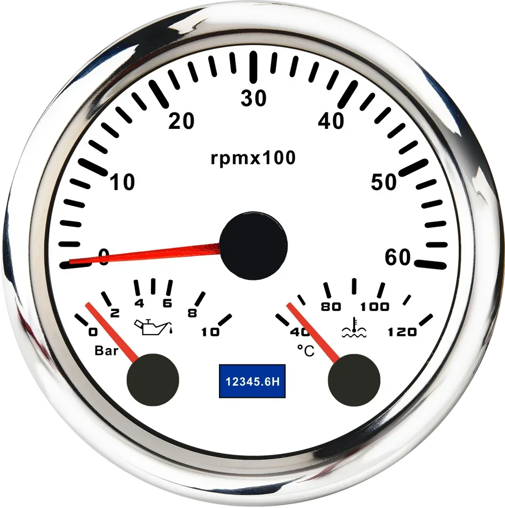 MH 85mm 3-in-1 Gauge Tachometer Water Temp Oil Pressure | 12V Car Boat 8000RPM 7 Colo alternate view