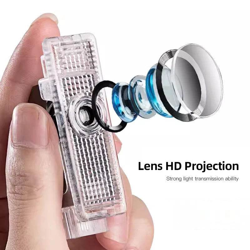 HD LED Welcome Light Car Door Projector Lamps for Peugeot Models | Carbon Fiber Black detail view
