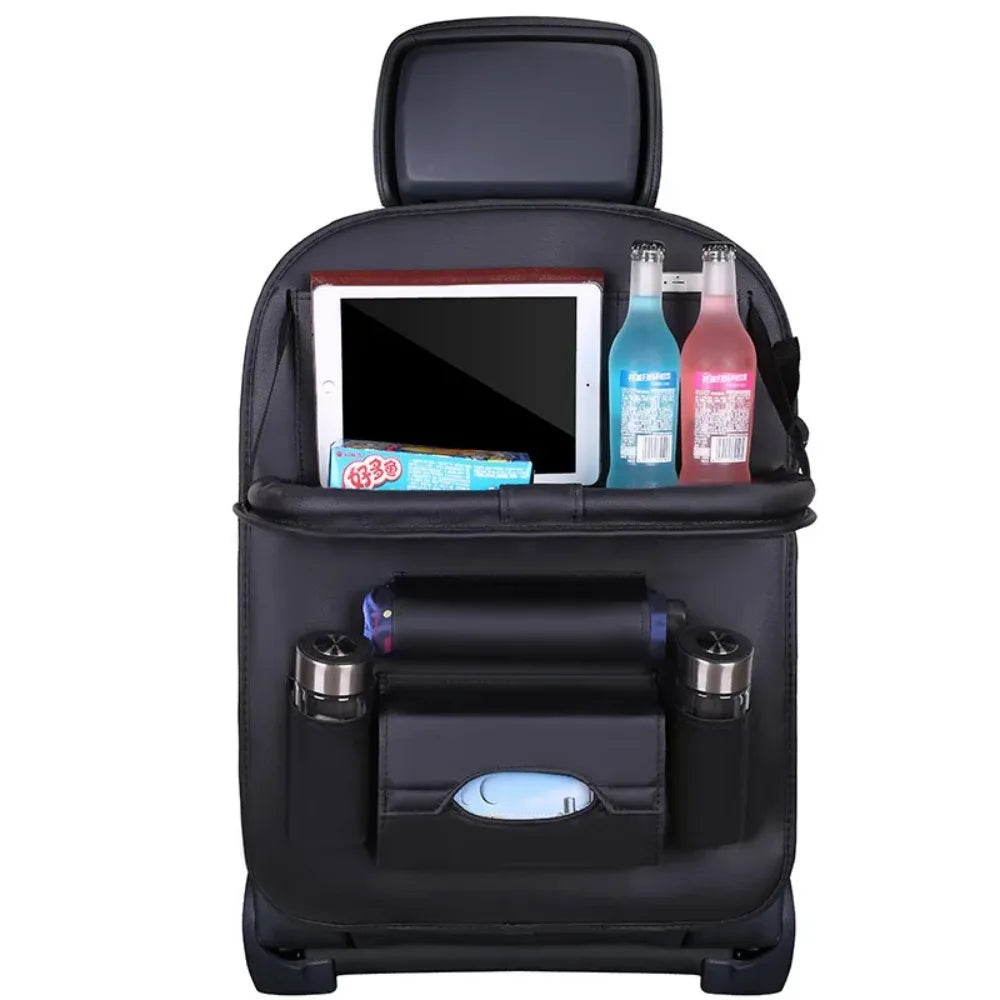 Car Seat Back Organizer with Foldable Table Tray