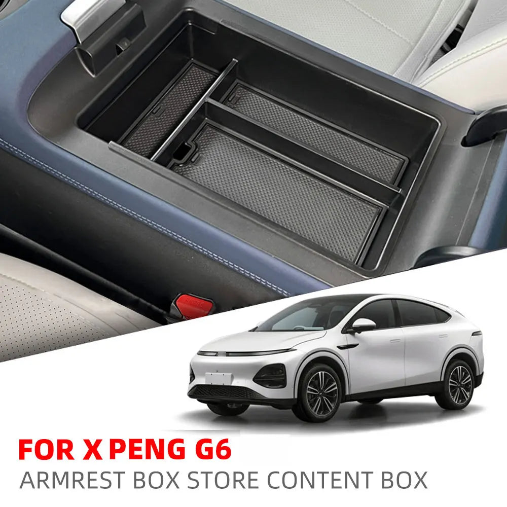 Xpeng G6 Center Console Armrest Storage Box | Custom Fit ABS + Silicone Organizer Tray
