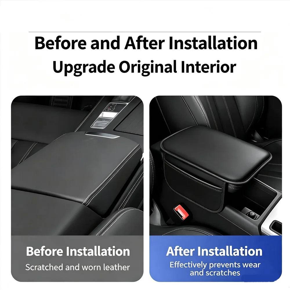 Car Arm Rest Cushion Center Console Protection Cover Auto Armrest Box Pad with Storage Pocket Car Interior Accessories