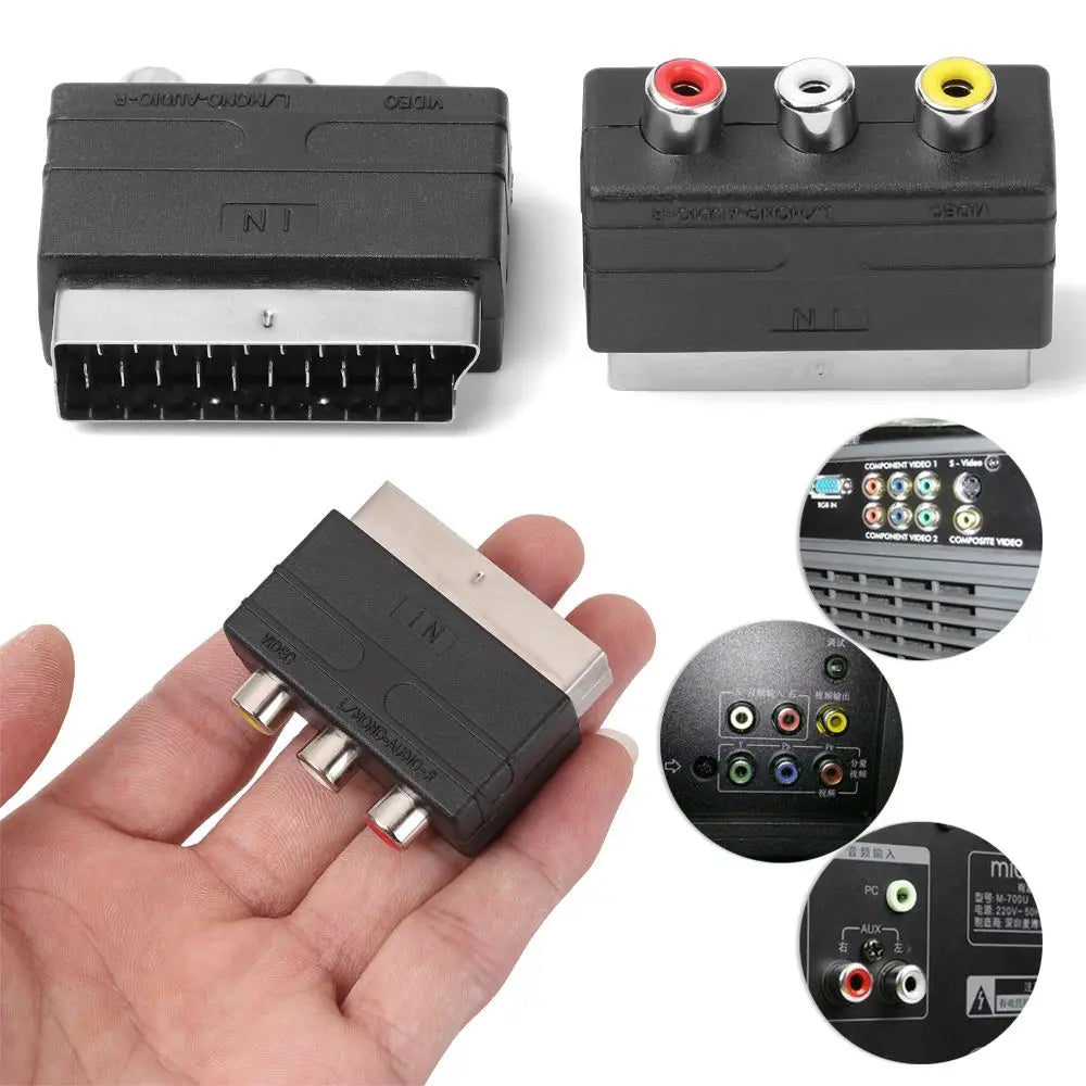 Scart Male Plug to 3RCA Phono Female AV Adapter | Input Cable for PS4 Wii DVD VCR additional angle