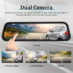 10"IPS Touch Screen Mirror Dash Cam Front and Rear, 4K Dual Recording, AHD Backup Camera, Night Vision, G-Sensor. Limited Time