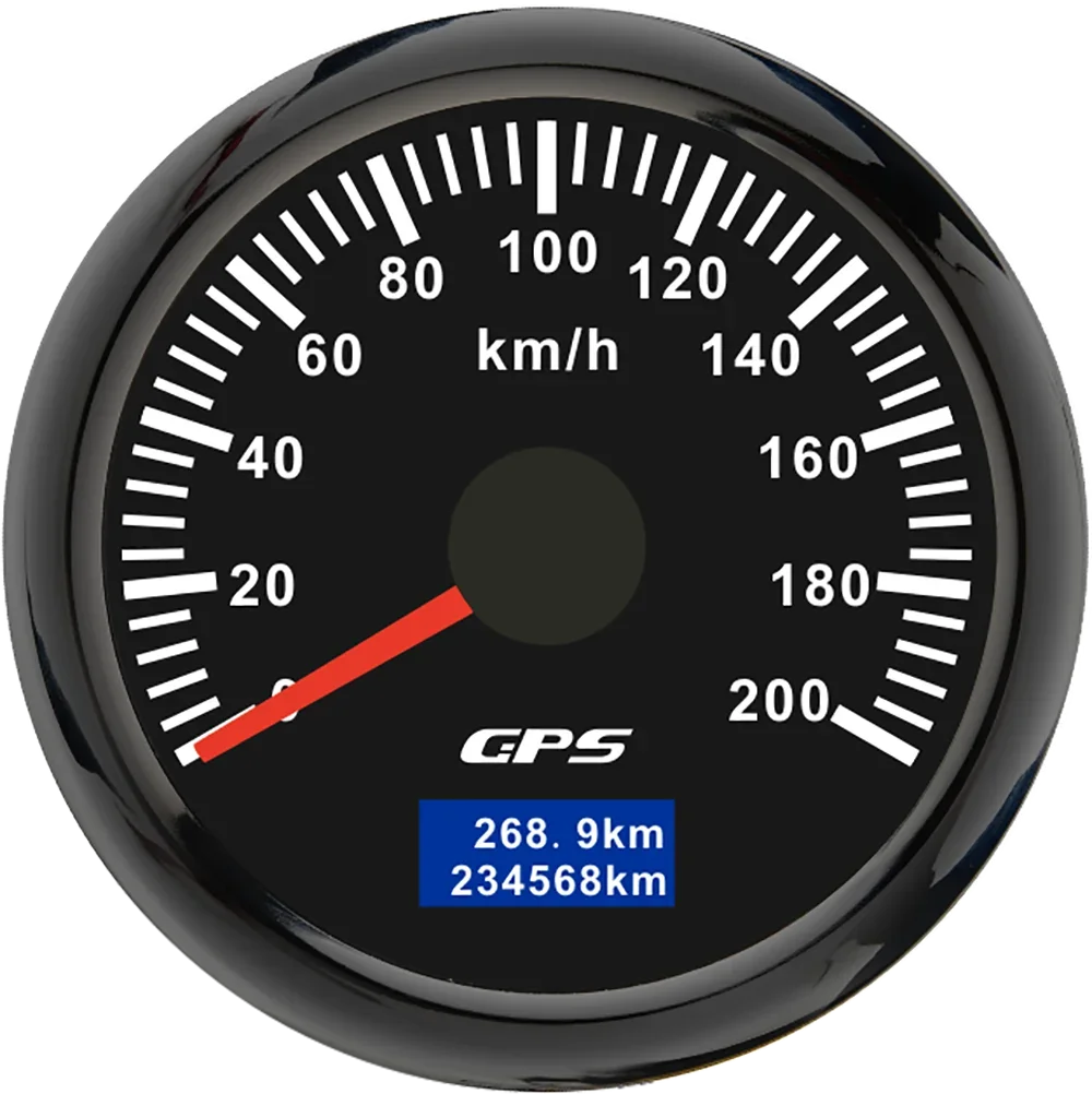 30/60/80/120/200 Km/h GPS Speedometer 52MM Car Truck Speed Gauge Meter With GPS Antenn close-up view