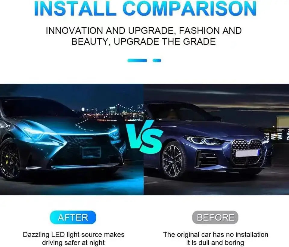 1pc Dynamic meteor Led Car Hood Lights Strip Universal Engine Hood Guide Decorative L lifestyle view