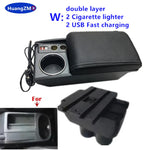 For Volkswagen VW Touran Caddy Armrest Box Double-Layer Center Storage Box USB Port Cup Holder Interior Retrofit Car Accessories