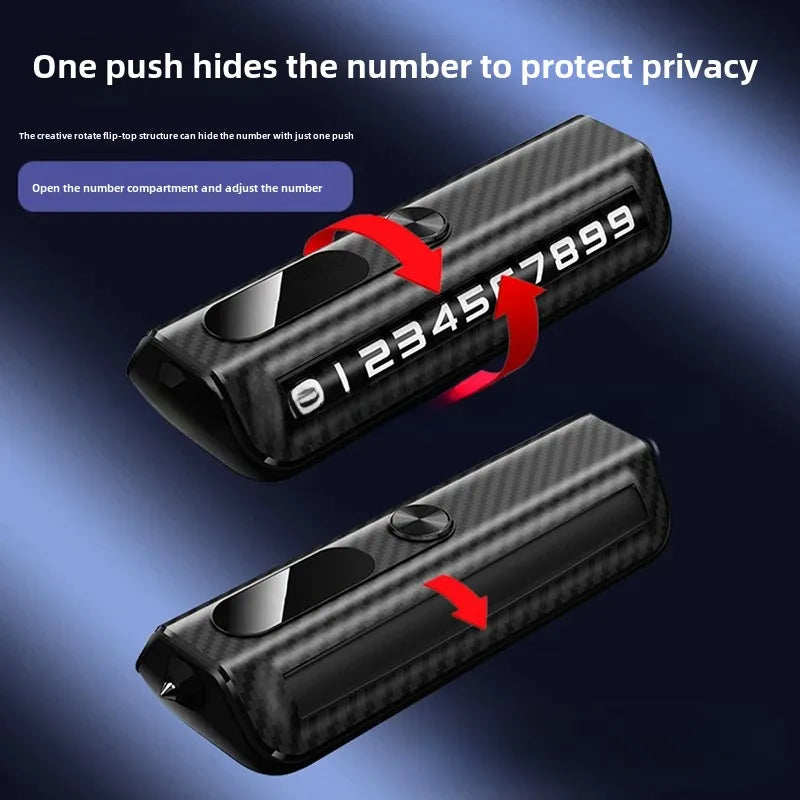 Multi-functional Auto Parking Number 2-in-1 Safety Window Breaker Interior Phone Number Car Decoration Temporary License Plate