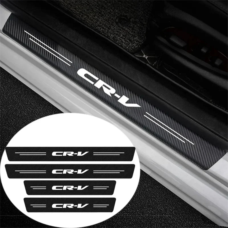 Carbon Fiber Car Door Sill Protector Trunk Guard Bumper Stickers Decals for Honda CR-V CRV Logo 2021 2019 2018 2017 Accessories