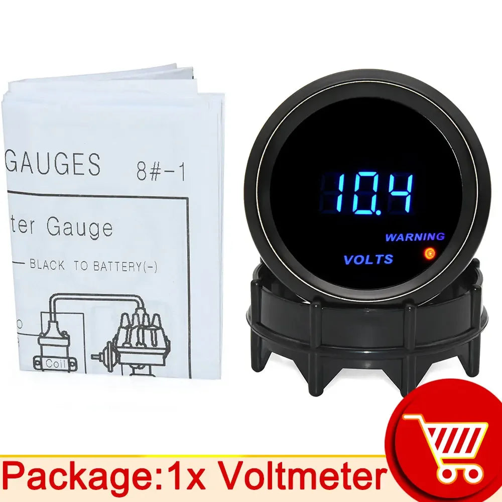 Digital Turbo Boost Gauge 52mm | BAR PSI Car Gauge Set with Water Temp Oil Pressure Vo close-up view