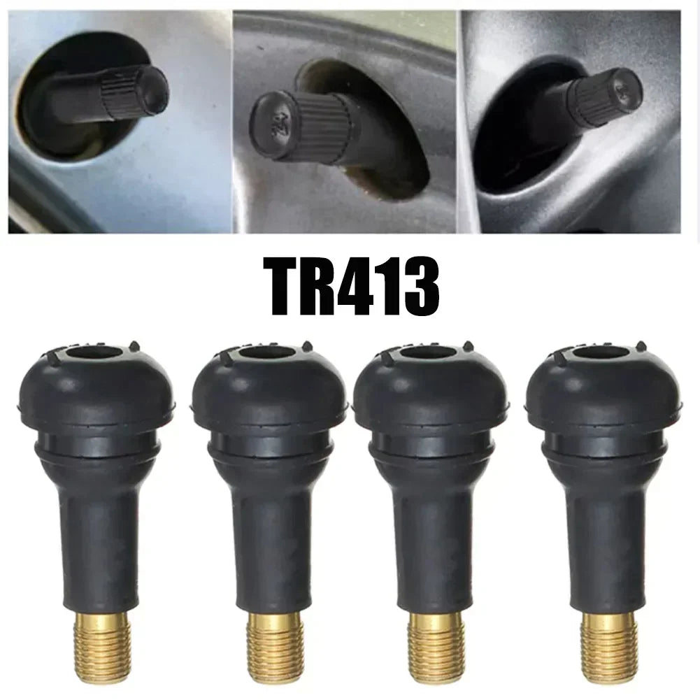 4pcs TR412/TR413 High Quality Tire Valve Stem Universal Rubber Tubeless Nozzle With Valve Core