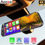 9.66" 4K Mirror Dash Cam | Android Auto, 5G WiFi, GPS, 1080P Rear, 24H Parking