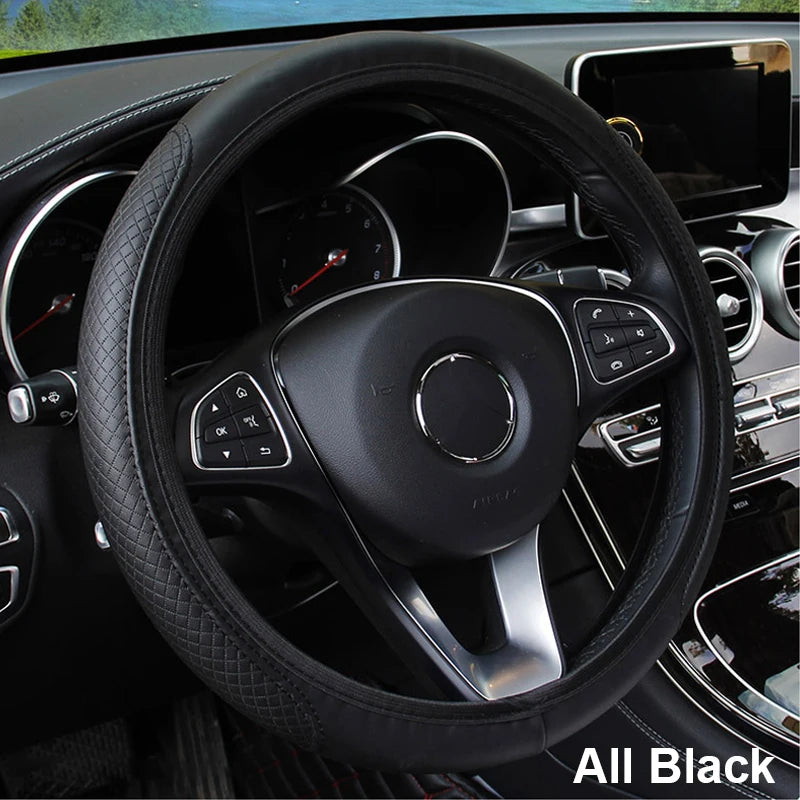 Universal Car Steering Wheel Cover Microfiber Leather Protection Cover Anti Slip Brea alternate view