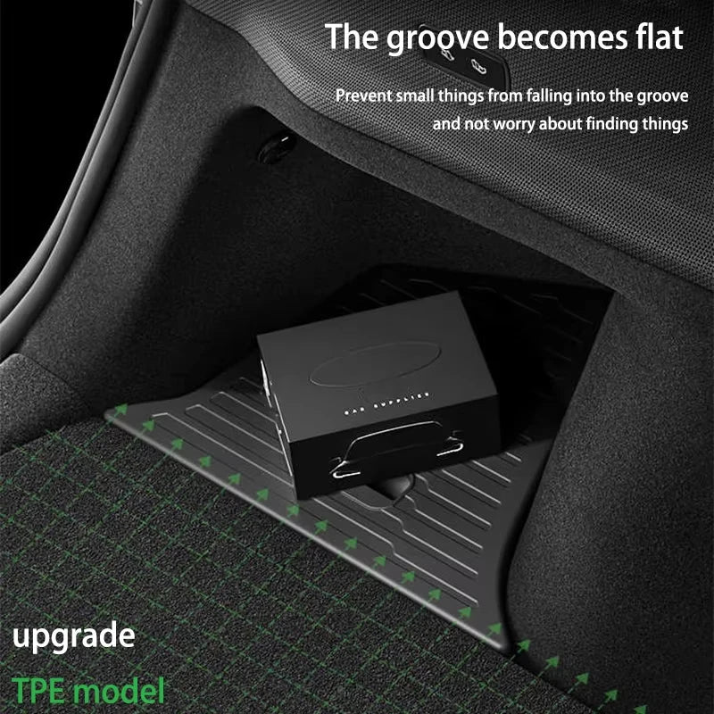 Tesla Model Y Juniper 2025-2026 Trunk Side Storage Box – TPE Rear Organizer with Fl additional angle