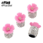 4PC Bling Valve Stem Caps Crystal Rhinestone Car Tire Valve Caps | Flower Dustproof Univ detail view