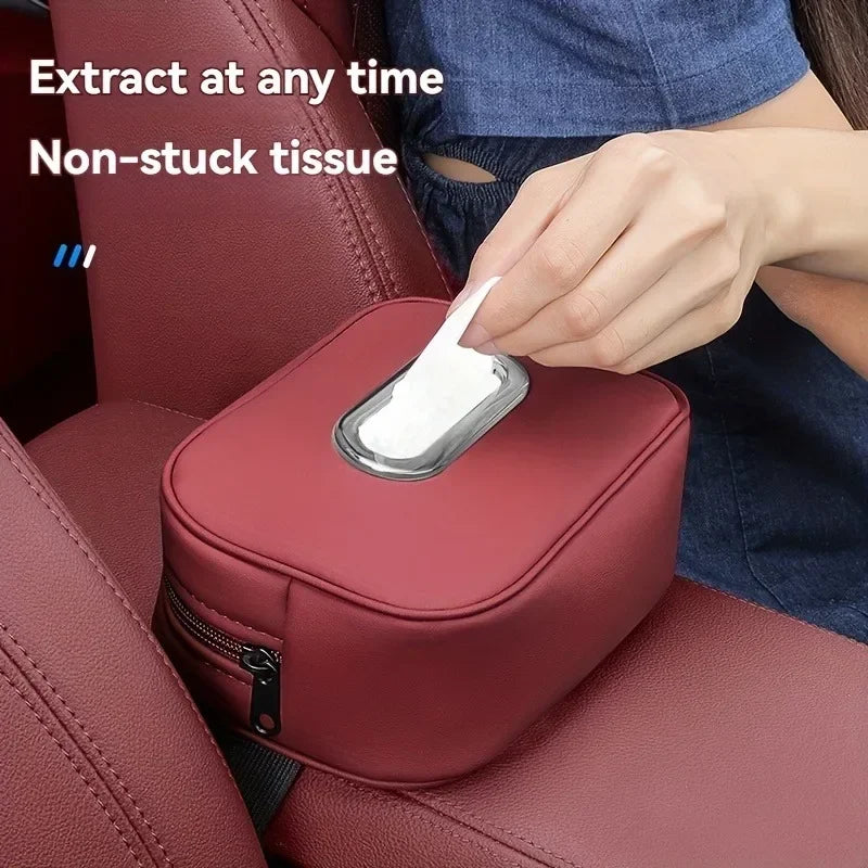 Leather Car Tissue Box Holder for Sun Visor, Headrest and Armrest