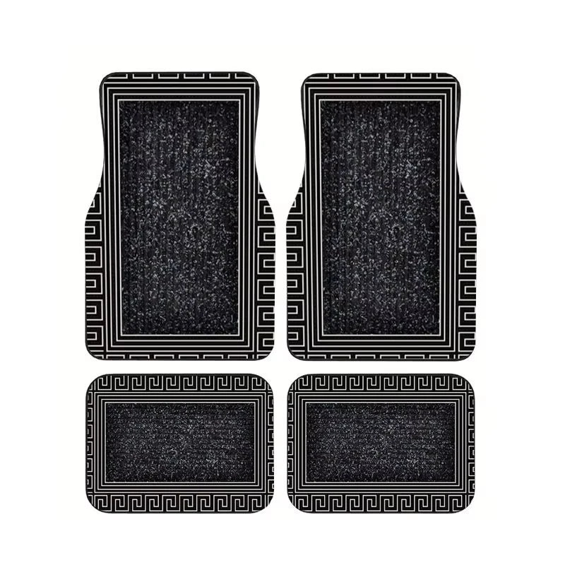 Red Bohemian Paisley Print Car Floor Mats 4Pcs Universal Anti-Slip Auto Carpet Interi lifestyle view