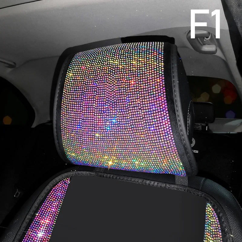 Ladies Car Interior Accessories Shiny Diamond Universal Car Seat Cover Fashion Luxury close-up view