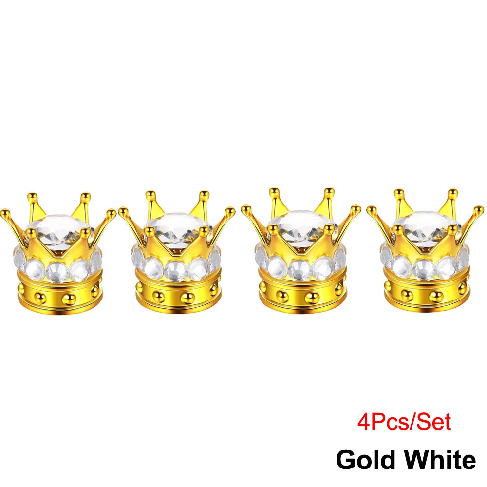 Bling Bling Rhinestone Valve Stem Caps | Chrome Crown Tire Valve Caps for Cars, Bikes alternate view
