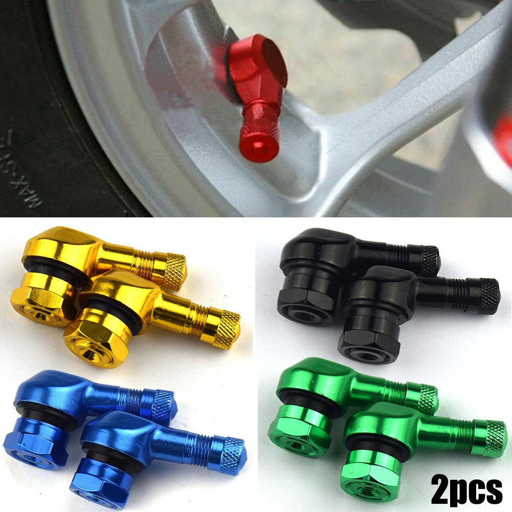 2PCS CNC Motorcycle 90 Degree Angle Valve Stems | Aluminum Tubeless Tire Pressure C additional angle