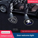 HD LED Welcome Light Car Door Projector Lamps for Peugeot Models | Carbon Fiber Black