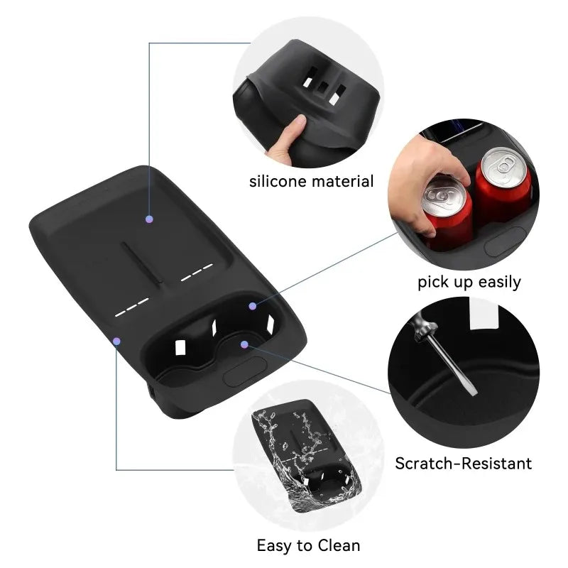 For Xpeng P7+ 2024-2026 Car Central Armrest Storage Box Wireless Charging Silicone Pa lifestyle view