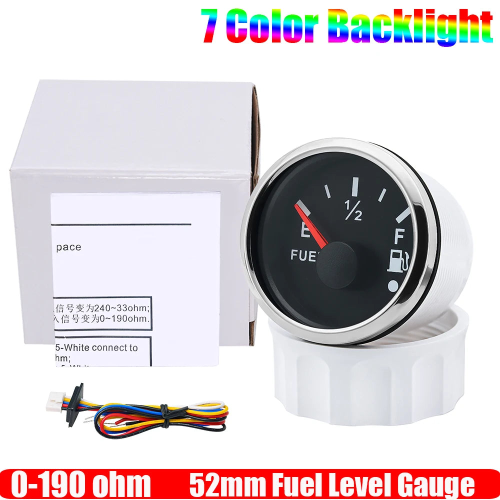 ZMFJH 7 Color Light 52mm Car Gauge Set | Fuel Water Level Voltmeter Oil Pressure Temp close-up view