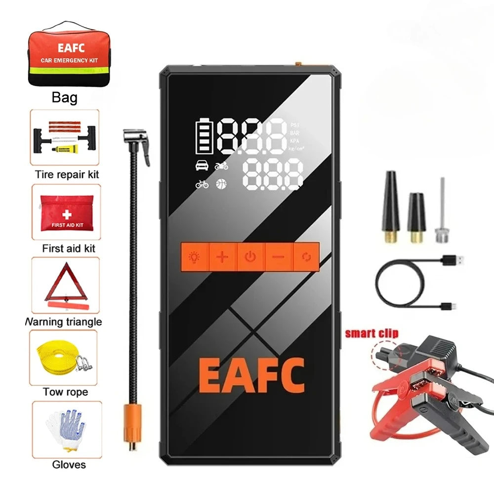 4 in 1 Car starting device Air Compressor Power Bank Portable Charger Car Booster For 12V Car Starting Tire Inflator Pump