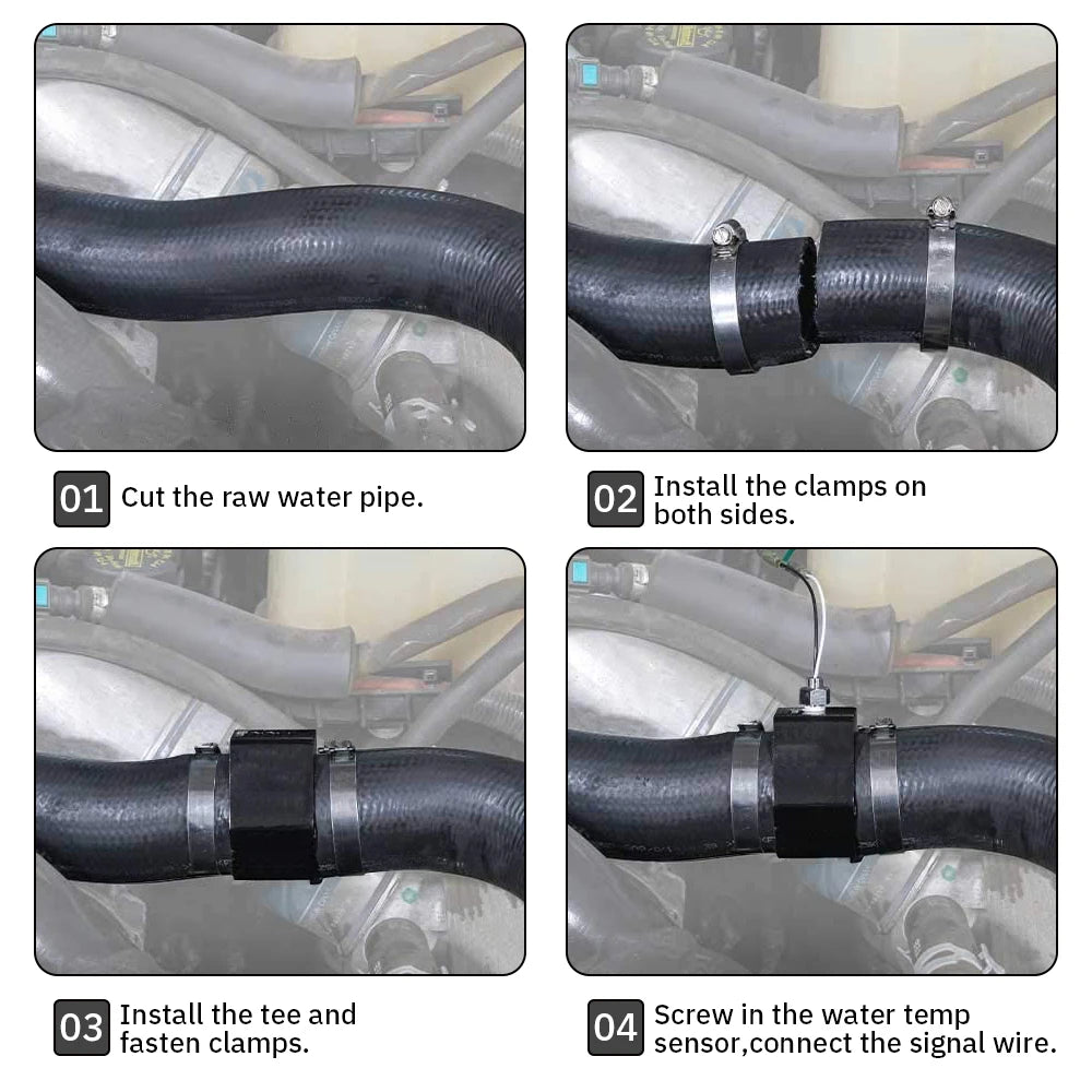 Black Water Temp Gauge Adapter | Radiator Temperature Sensor Joint Pipe for 18MM 20 additional angle