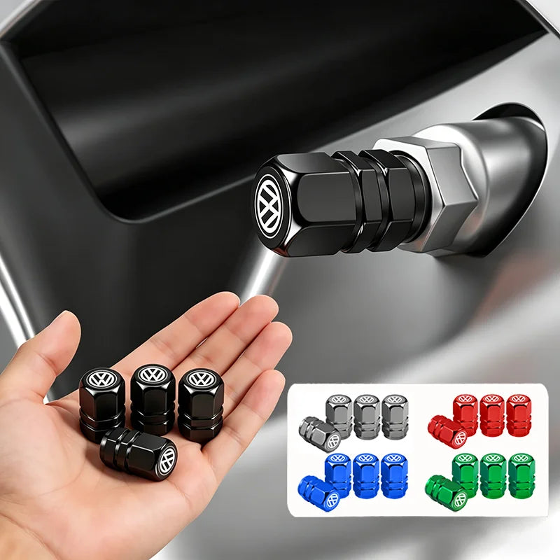 4Pcs Metal Car Tire Valve Caps for VW Models | Dust-Proof Tire Stem Covers