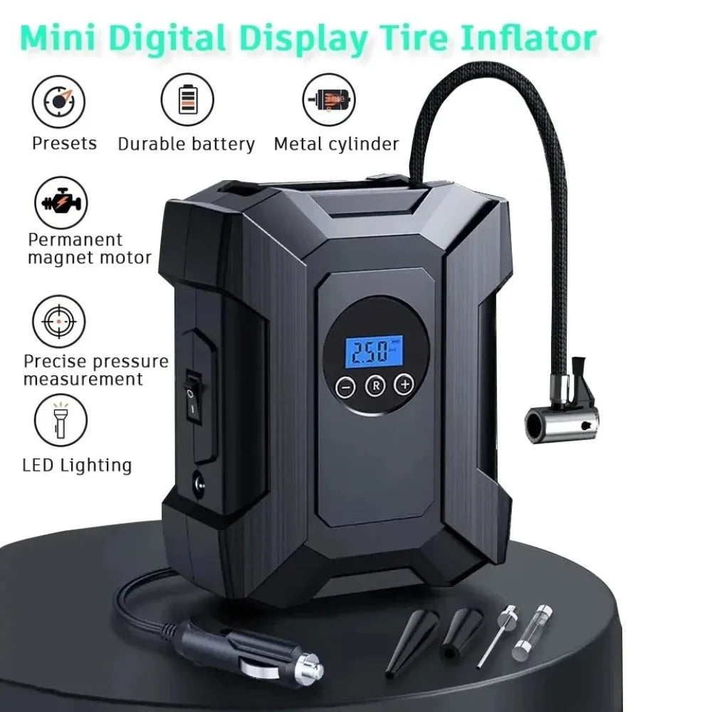 12V Portable Car Tire Inflation Pump | Intelligent Digital Auto Air Compressor