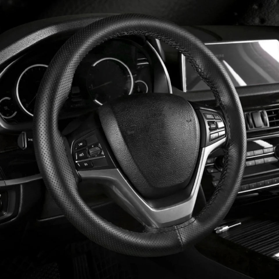 DIY Car Steering Wheel Cover Fiber Leather with Needle Braid on Steering Wheel Skid additional angle