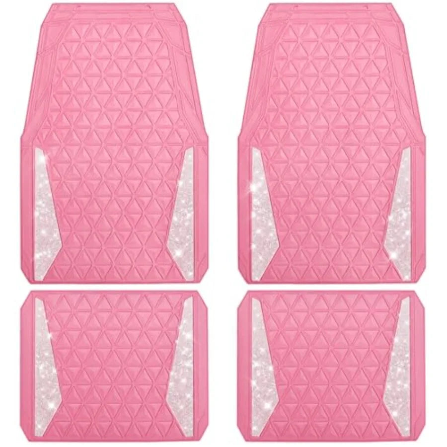 Dazzle Glitter Car Floor Mats | 3D Rhombus, Anti-Slip, Waterproof, Universal Trim Fit