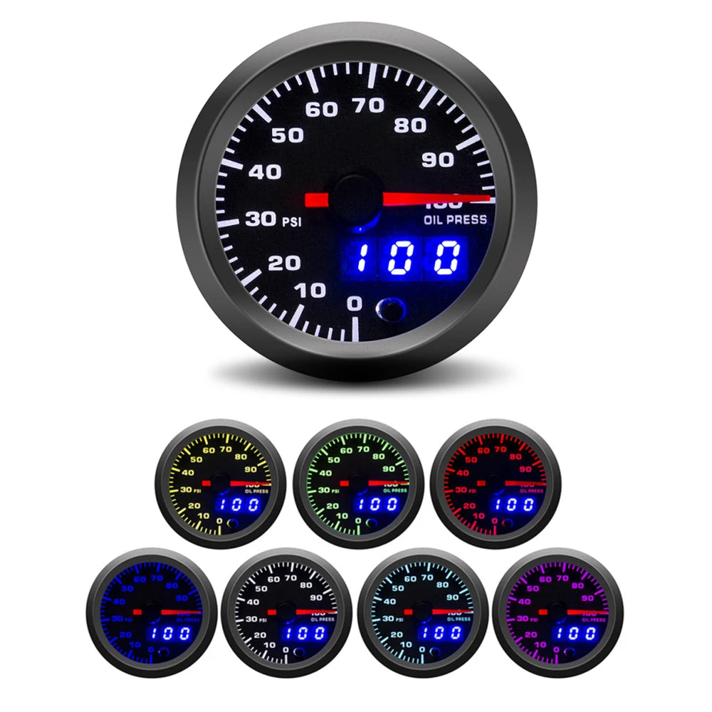 52mm 7 Color LED Tachometer Gauge Set | Boost, Water Temp, Oil Temp, Oil Pressure, Vo lifestyle view