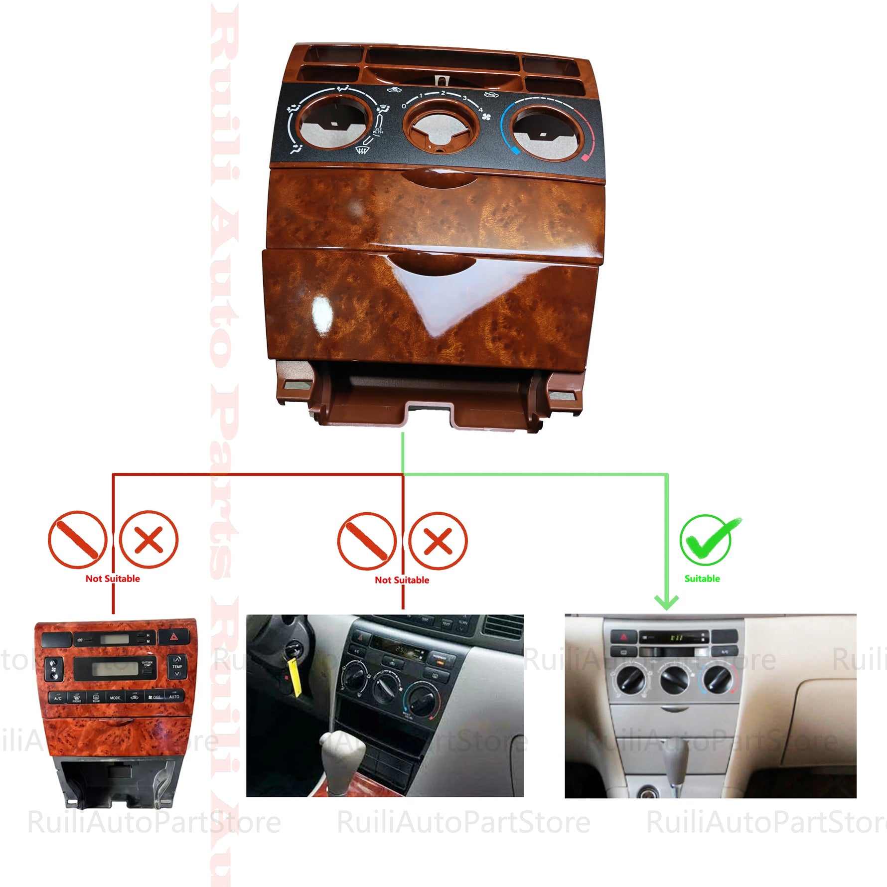 Toyota Corolla 2002-2006 Dashboard AC Control Panel Frame | 55411-1A200 Replacement alternate view