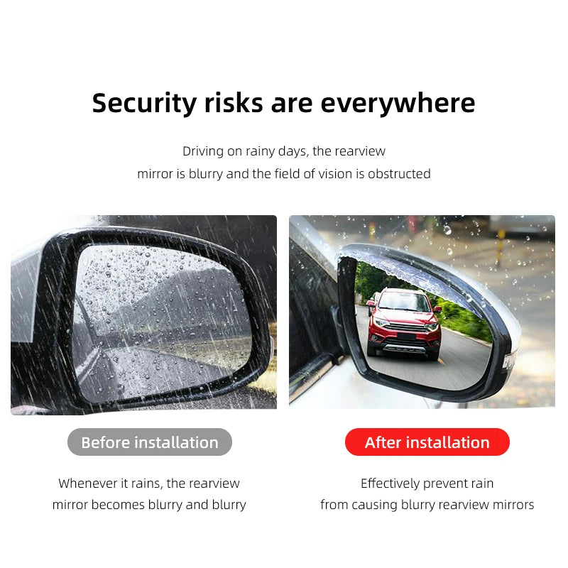 Car Rearview Mirror Rain Eyebrow Sticker Rainproof Cover | Transparent PVC for BYD Mo alternate view