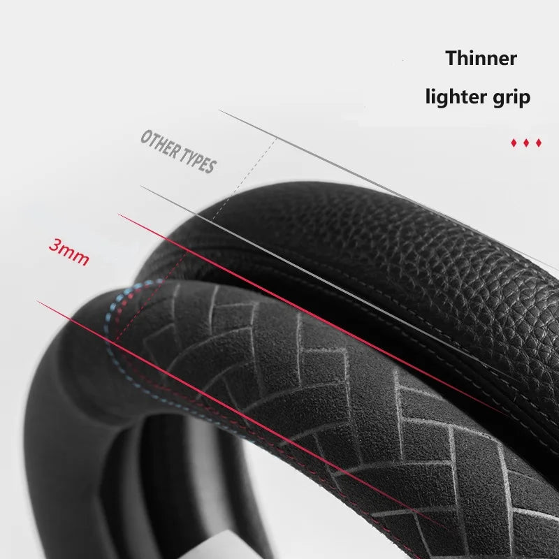 Car steering wheel cover embossed anti slip plush suede, sweat absorbing ultra-thin a alternate view