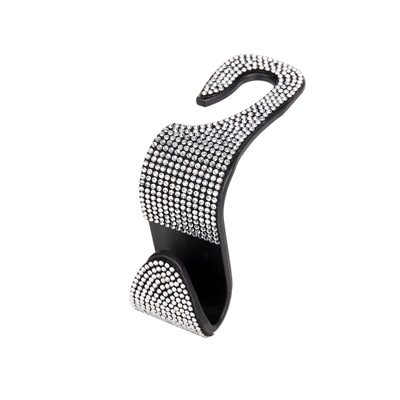 Rhinestone Decor Car Seat Back Hook Hanger Universal Bling Diamond Vehicle Auto Headrest detail view
