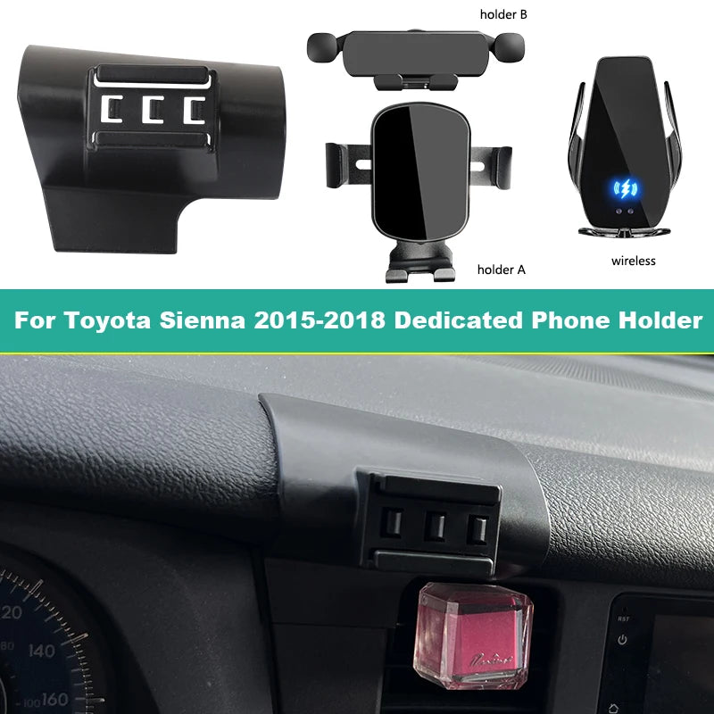 Car Mobile Phone Holder For Toyota Sienna 2015 2016 2017 2018 Mount Wireless Charging Phone Holder Special Fixed Base accessorie