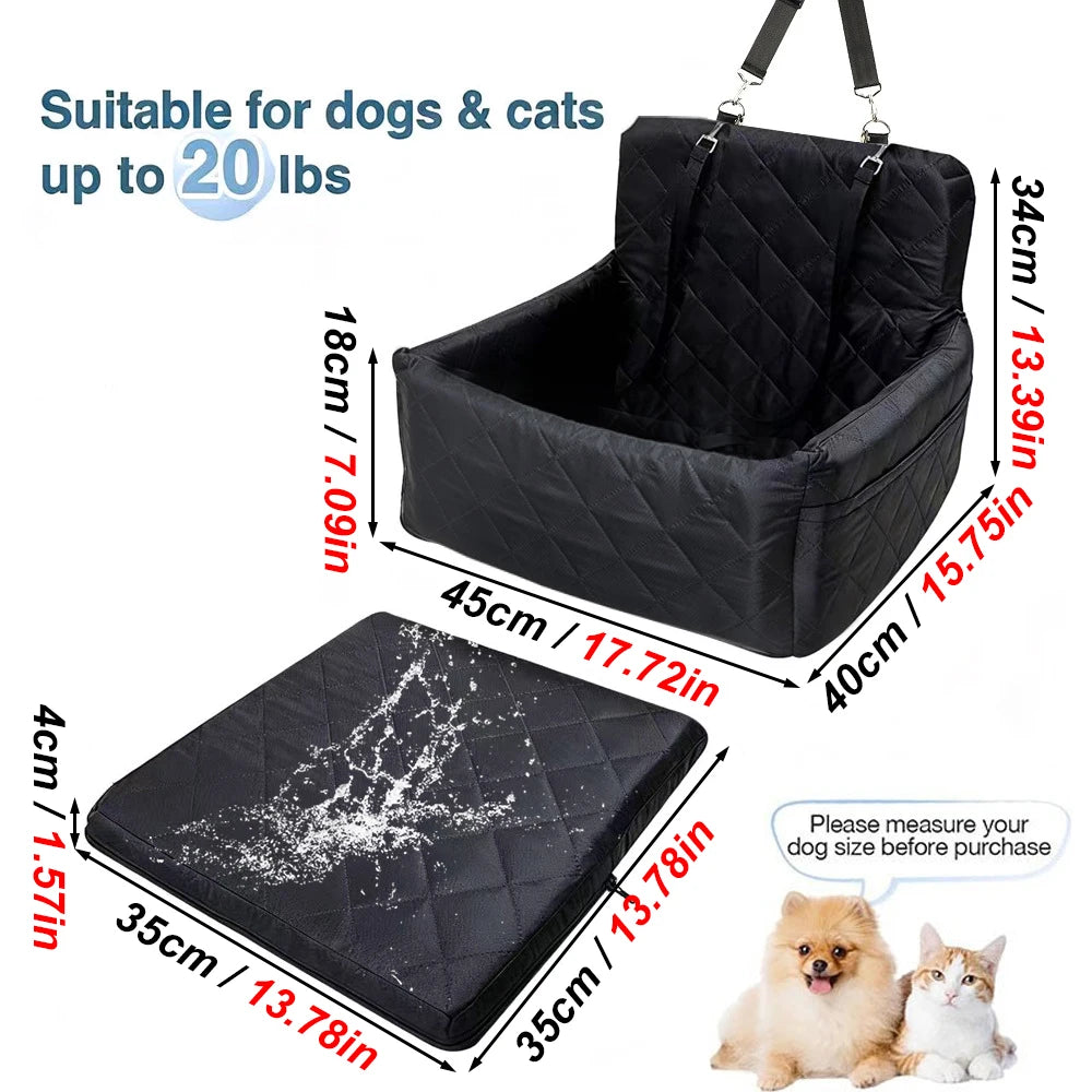 Warm Portable Dog Car Seat for Small Medium Dogs | Pet Travel Bed with Safety Belt lifestyle view