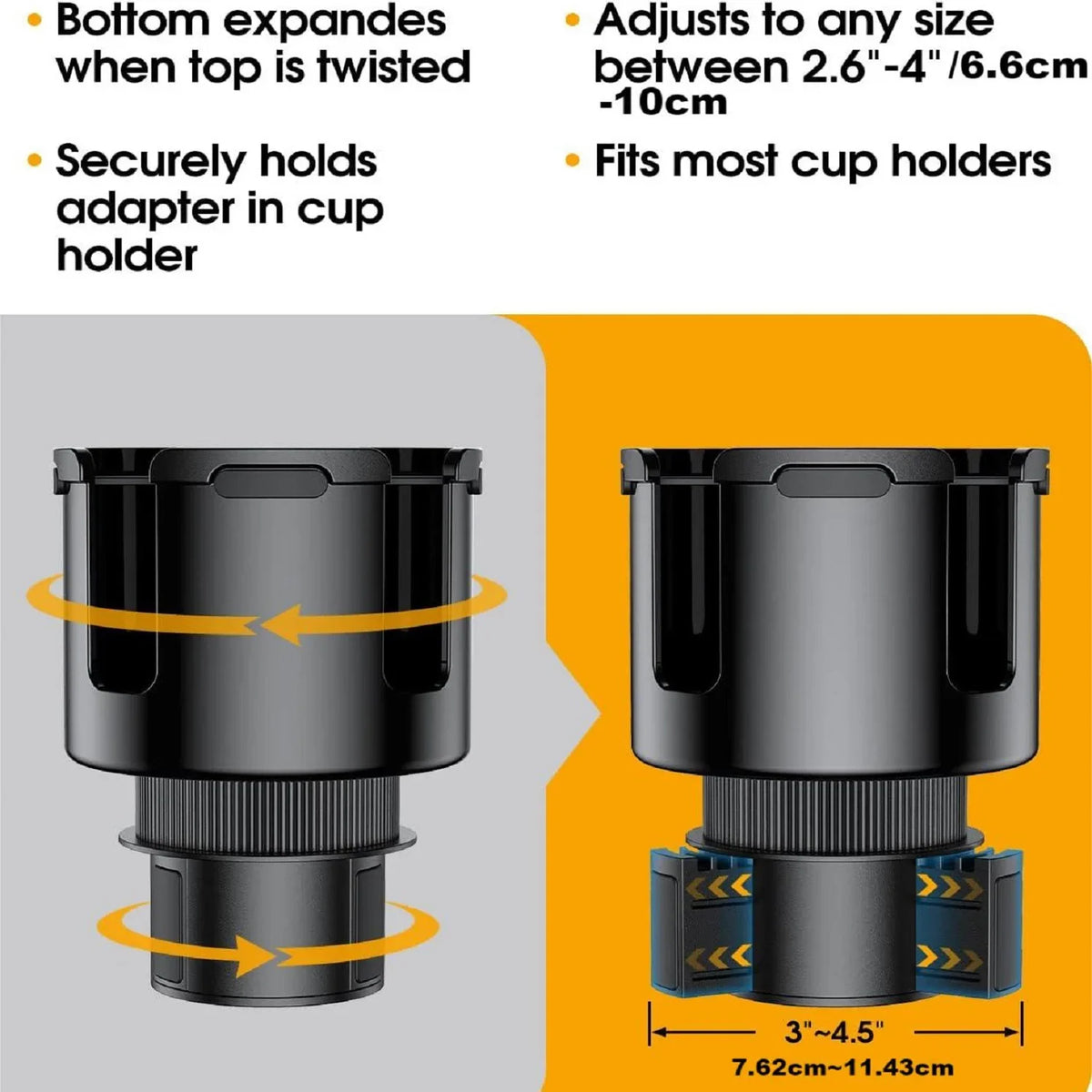Car Cup Holder Expander With Phone Holder