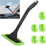 Windshield Cleaning Tool with 5 Reusable Cloth Pads | Car Window Cleaner