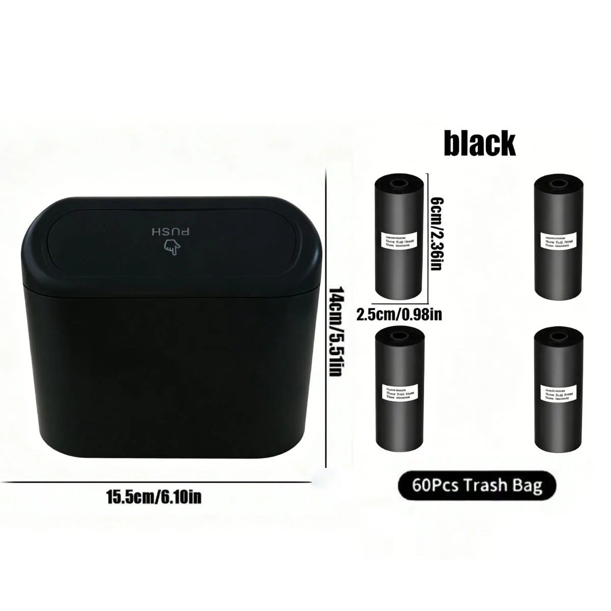 Car Trash Can, Mini Leakproof Trash Can for Car Desk, Thickened Garbage Bags Included, P detail view